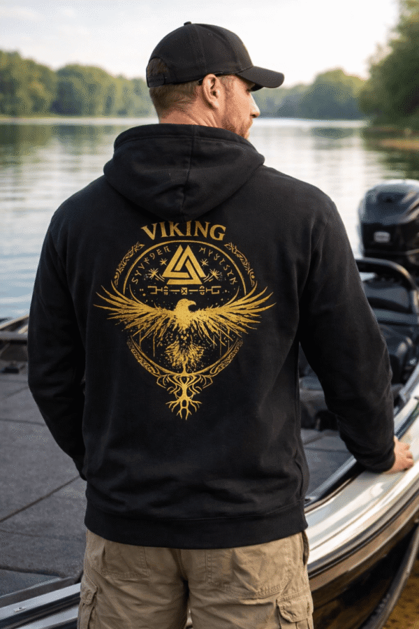 HOODIE-VIKING-VALKNUT-GOLD-Corbeau-Doré